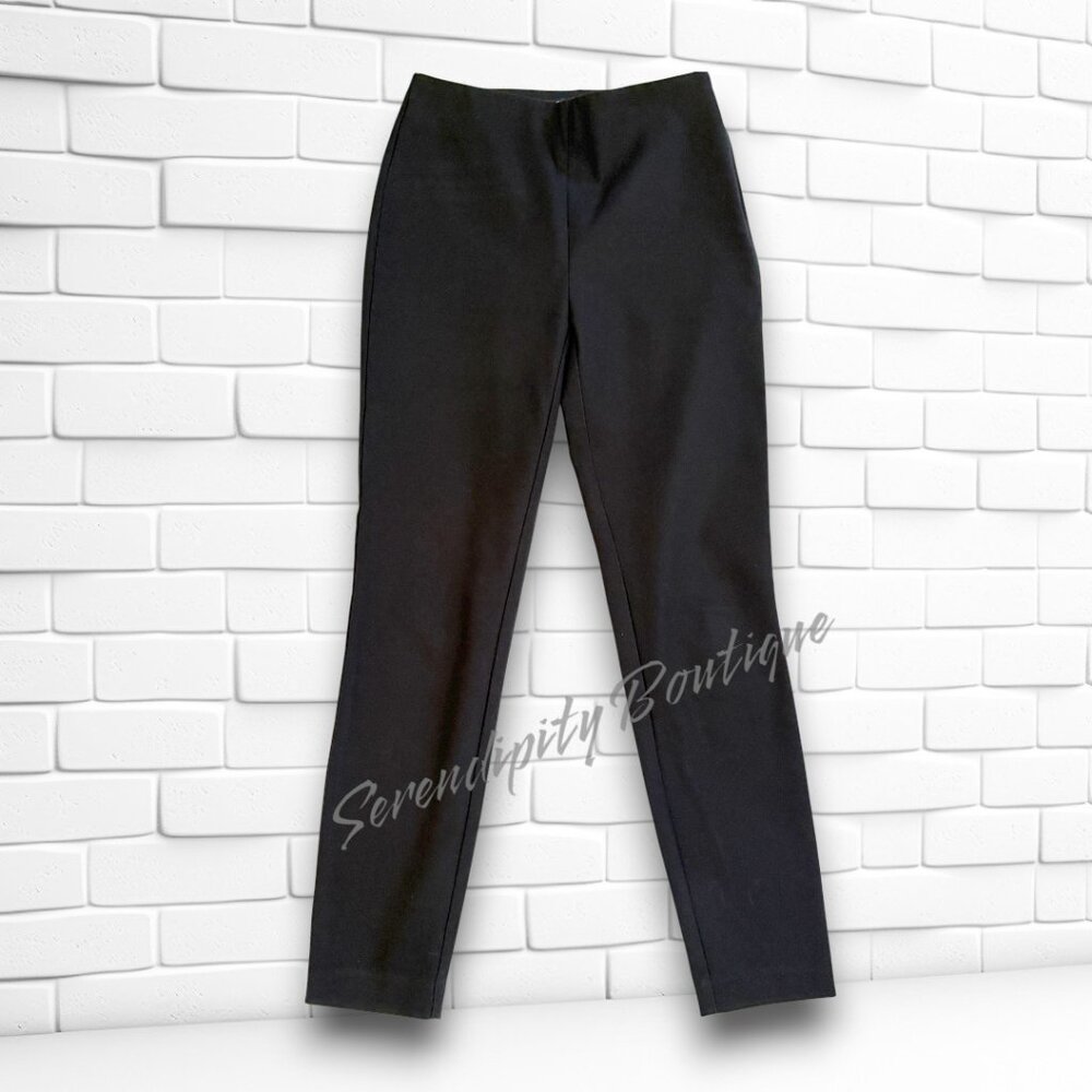 LOFT Sleek Slimming Side Ziper Pull On Black Skinny Dress Pants - Picture 4 of 10